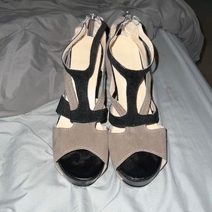 Black and gray heels